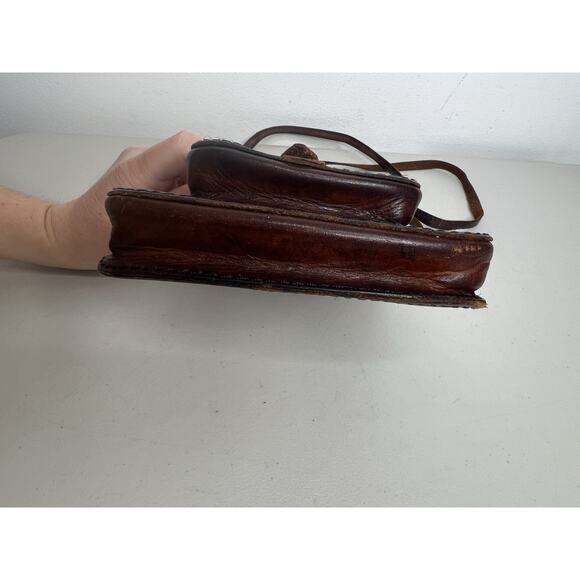 Vintage Leather Aliento Design Crossbody Bag Purse - Picture 9 of 13